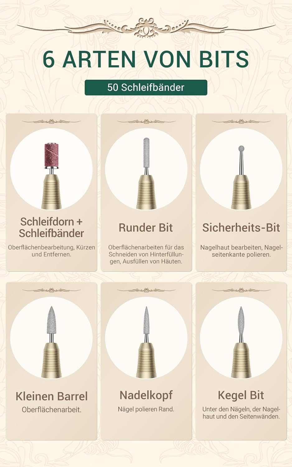 MelodySusie Nagelfräser, 30000 U/min Elektrische Nagelfeile für Acrylnägel, Kabellose Tragbare Nagel