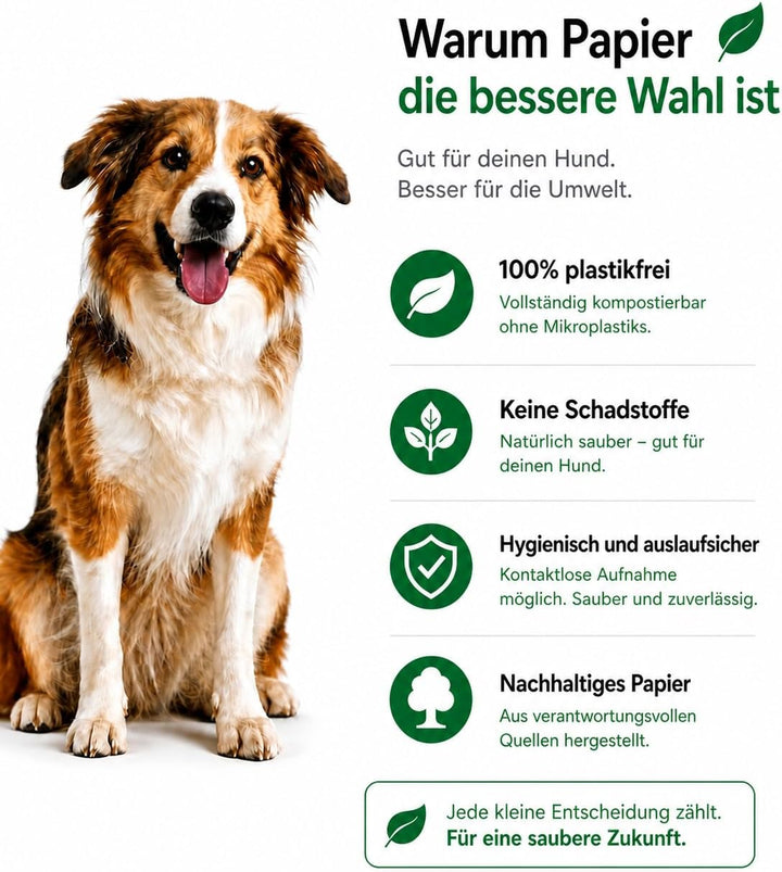 EcoPoopScoop Ökologische Hundekotbeutel aus Papier und Pappe - 360 STK.- 100% biologisch abbaubar -