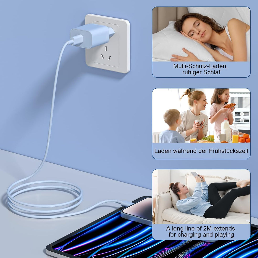 iPhone Ladekabel, [MFi-Zertifiziert] 2er Pack iPhone Ladegerät Apple Ladekabel 2M,USBC Schnellladege