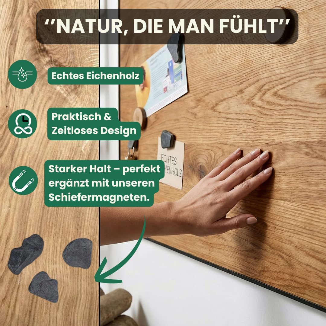 Magnettafel Echt Holz Eiche (Magnetwand+Kreidetafel+Pinnwand+Memoboard) verschiedene Grössen 20x80cm