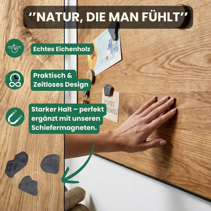 Magnettafel Echt Holz Eiche (Magnetwand+Kreidetafel+Pinnwand+Memoboard) verschiedene Grössen 20x80cm