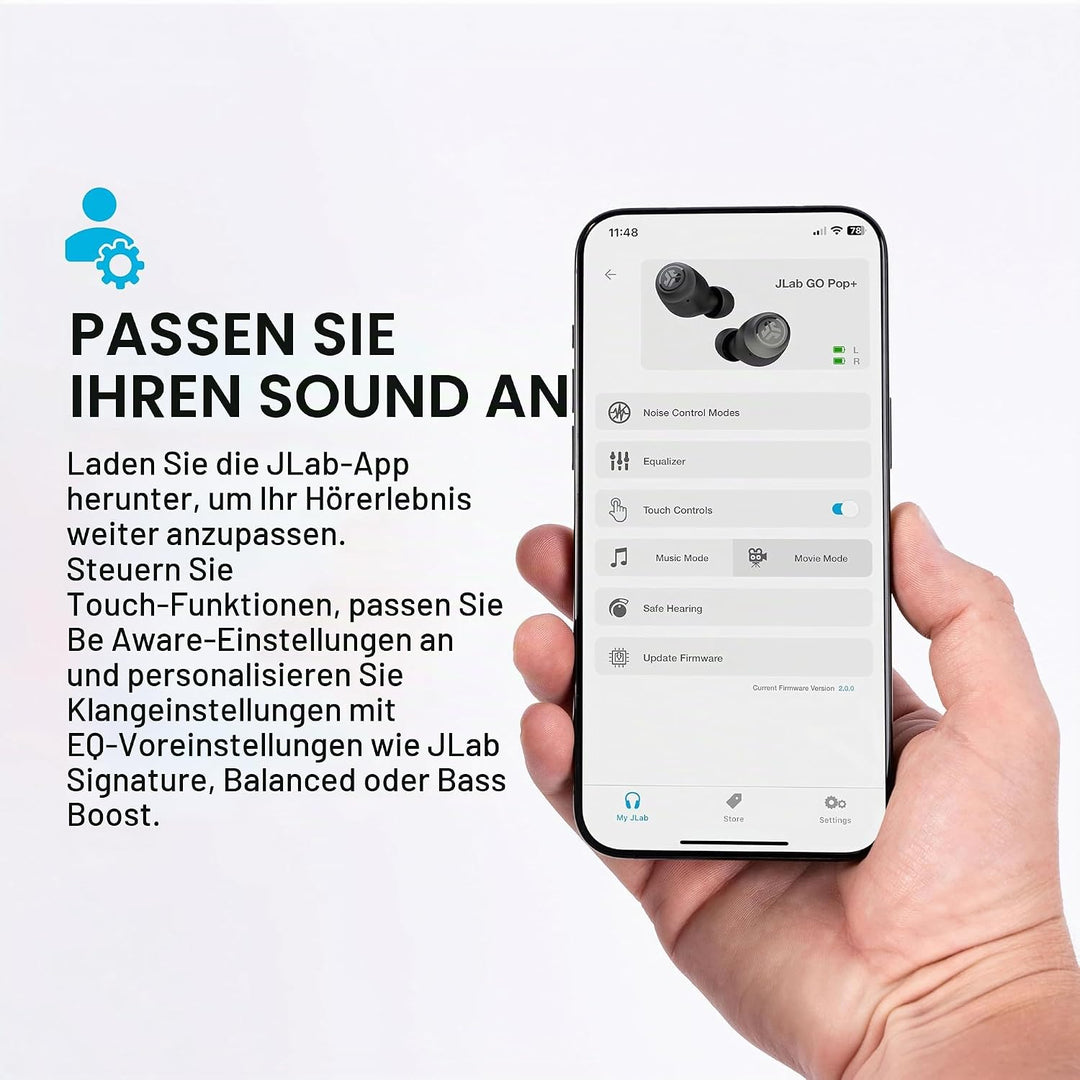 JLab Go Air Pop+ In Ear Kopfhörer kabellos Bluetooth, True Wireless Kopfhörer, 35+ Std Headphones, k