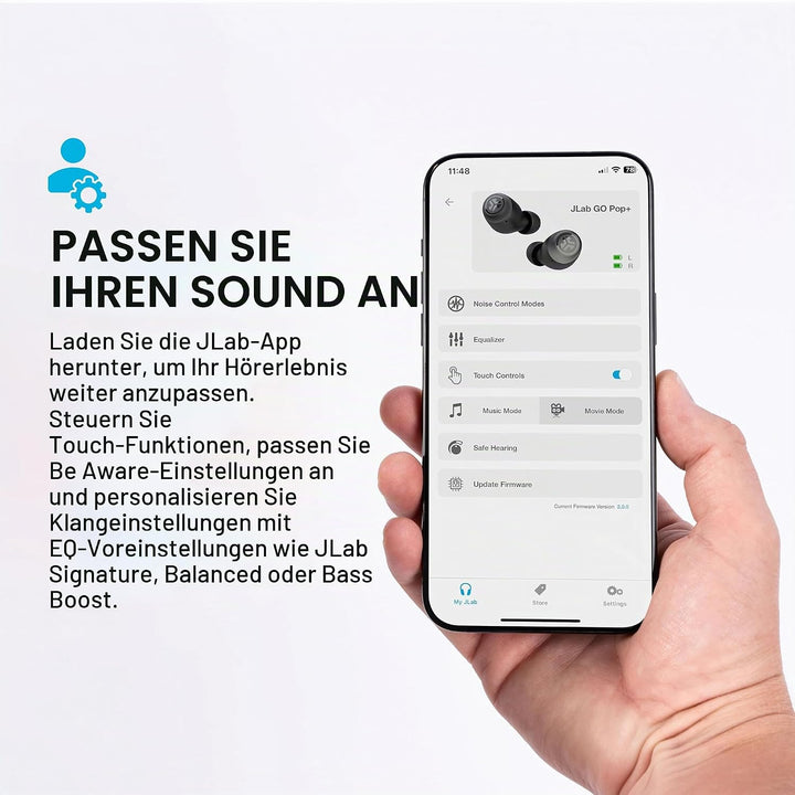 JLab Go Air Pop+ In Ear Kopfhörer kabellos Bluetooth, True Wireless Kopfhörer, 35+ Std Headphones, k