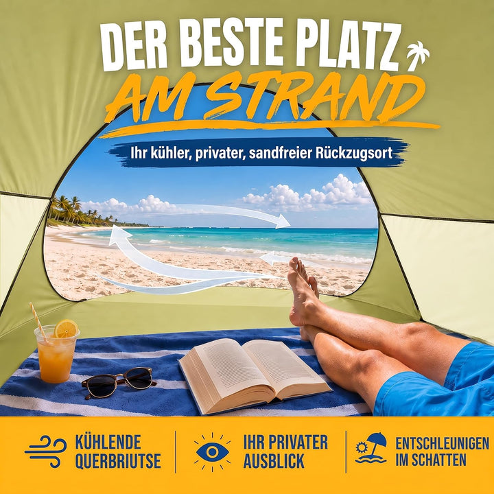Strandmuschel Pop Up Strand-Zelt Windschutz am Strand Wurfzelt Blitzschnell Selbstaufbauendes Sonnen