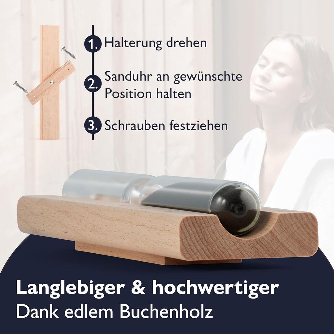 Liebenstein® Sauna Sanduhr - Made in Germany - Hochpräzises Sauna Zubehör aus Buchenholz gefertigt –