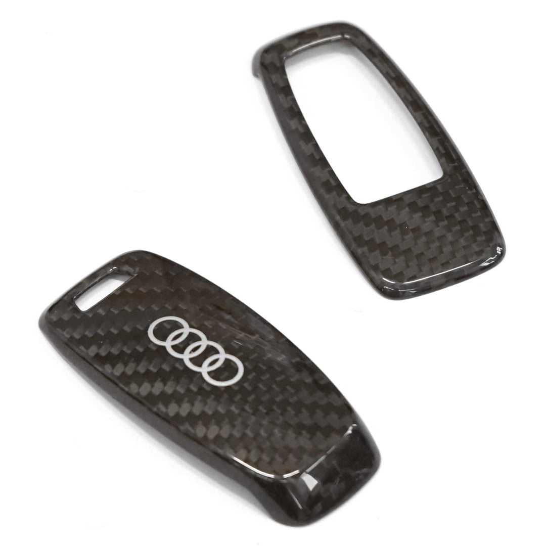 Audi 4M80712083Q0 Schlüsselblende Carbon Schlüsselcover Fernbedienung Blende, mit Ringe Logo, nur fü