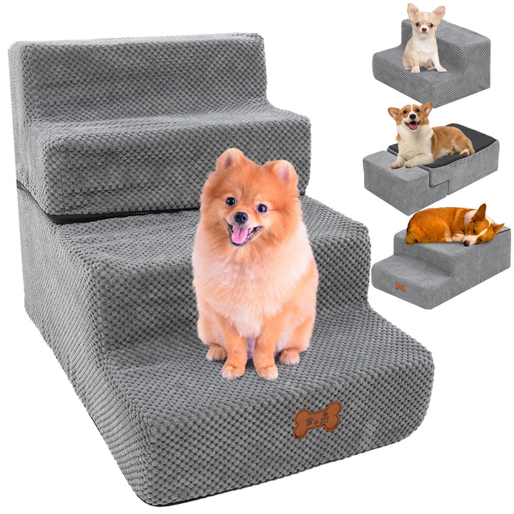 Hundetreppe für Kleine Hunde 4 Stufen, 44cm Hoch Abnehmbare Waschbar Hundetreppe, sanft abfallende H