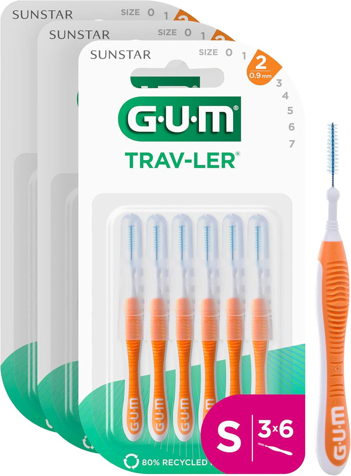 GUM TRAV-LER Interdentalbürsten | Zur gründlichen Reinigung aller Zahnzwischenräume | Biegbarer Hals