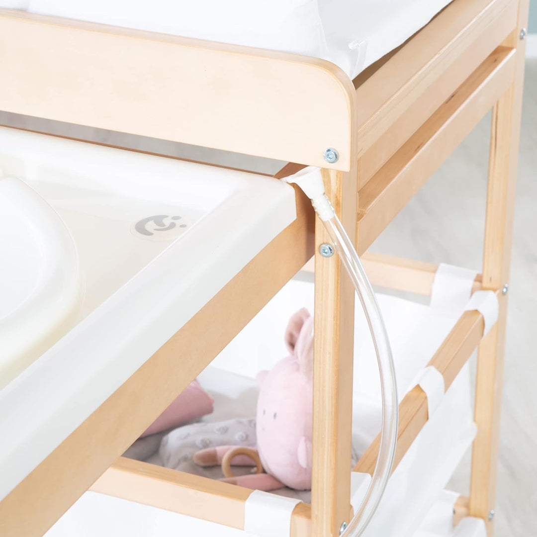 roba Bade Wickel Kombi Baby Pool - Wickeltisch ausziehbar mit integrierter Badewanne - Mobile Kombin