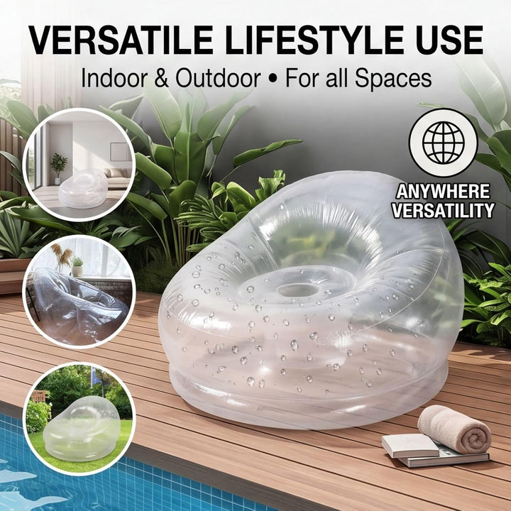 Sxhlseller Transparenter Aufblasbarer Sessel, Klarer Luftsofa Sitzsack für Innen &amp; Aussen, Ergonomis
