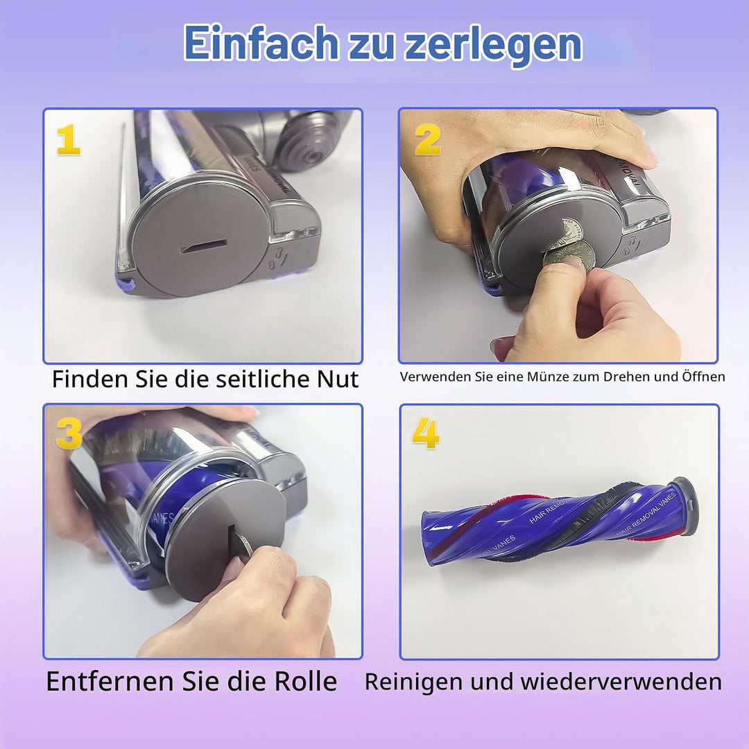 Upgrade Verwicklungsfreie Direktantriebsbürste Staubsaugerbürsten kompatibel für Dyson V7 V8 V10 V11