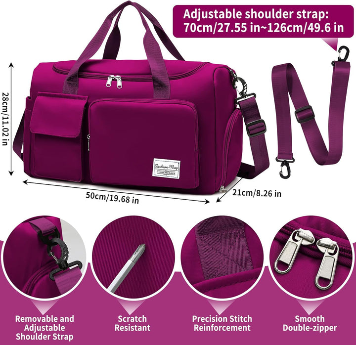 Sporttasche Damen Reisetasche mit Schuhfach und Nassfach Gross Gym Bag Faltbar Schwimmtasche Wasserd