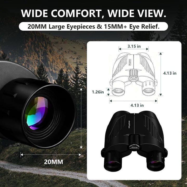 Fernglas 20x25 für Erwachsene &amp; Kinder 8-12 | Mini Kompakt Fernglas Klein | BAK4 FMC Optik, Wasserdi