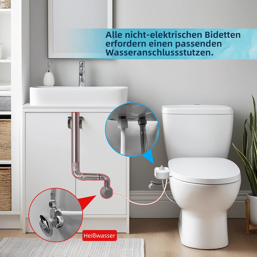 Hibbent WC Bidet, Water Bidet Dusch-WC (ohne Strom),Intimreinigung mit Selbstreinigende Düsen Wasser