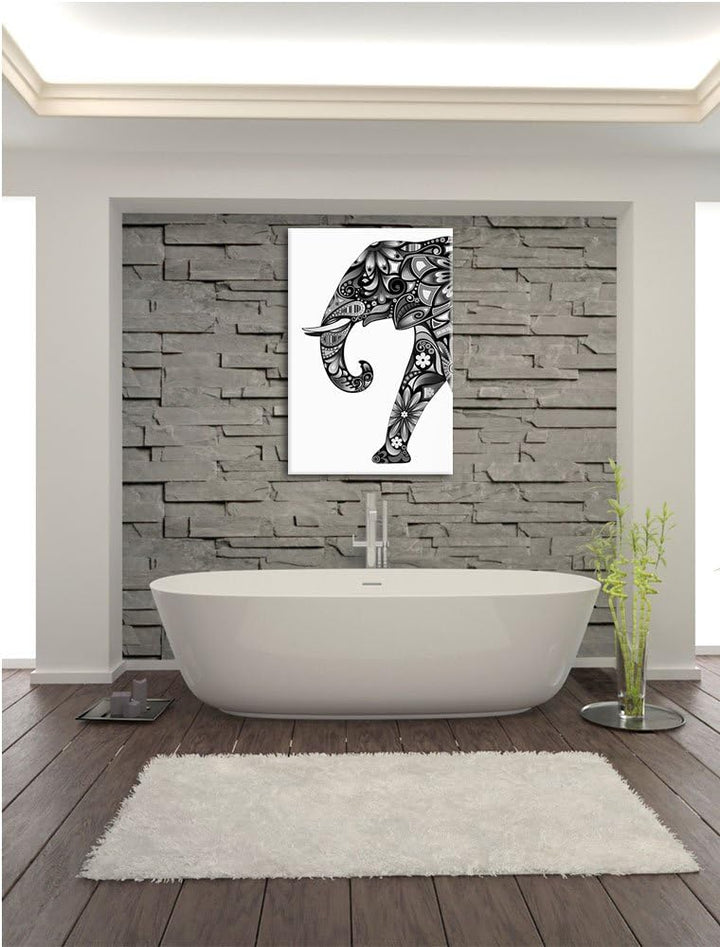 Pixxprint Elefant mit Ornamenten als Leinwandbild/Grösse: 100x70 / Wandbild/Kunstdruck/fertig bespan