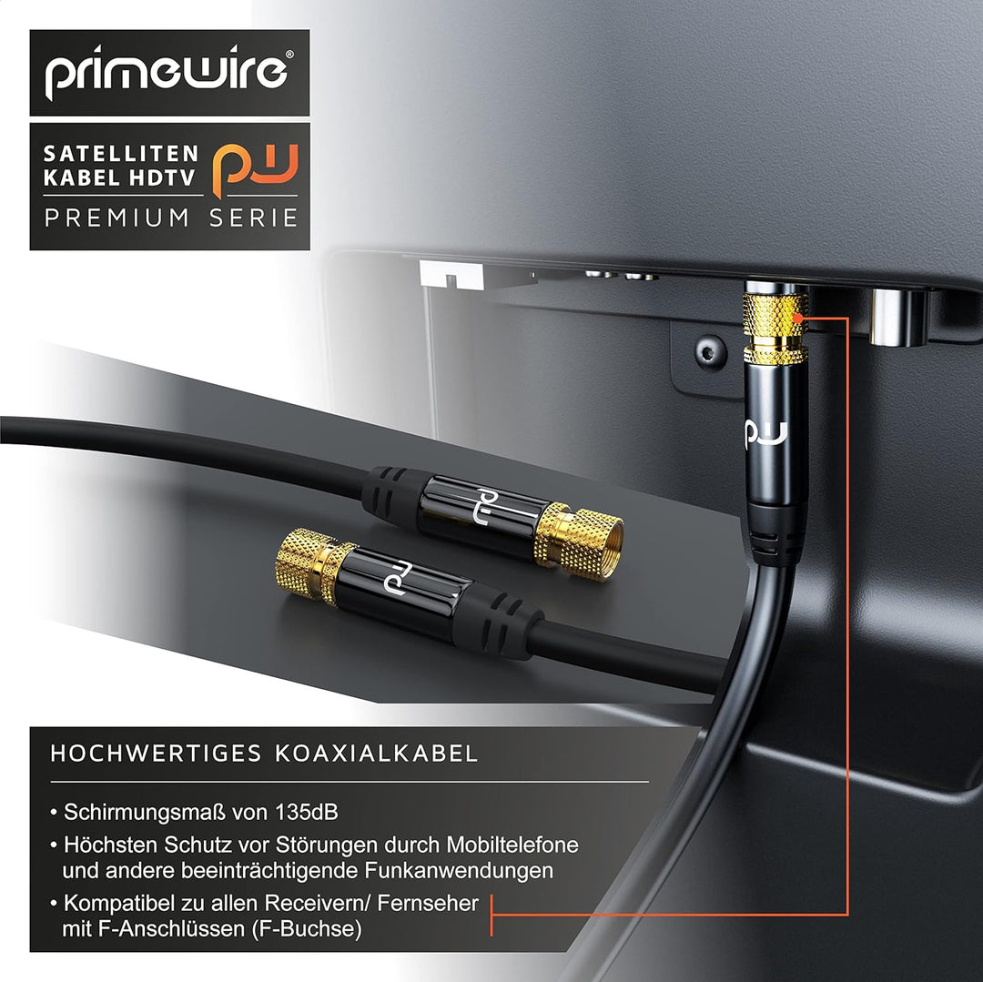 CSL - 20m SAT Kabel 8k 4k HDTV 135dB - Premium SAT Koaxialkabel Satellitenkabel F Stecker - TV HDTV