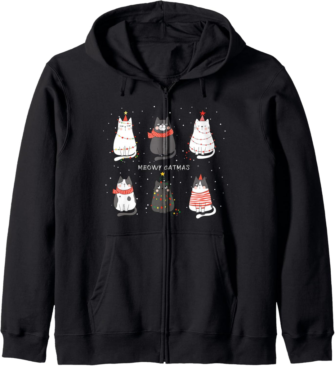 Süsse Katzen Xmas Kätzchen Weihnachtsoutfit Damen Weihnachts Kapuzenjacke