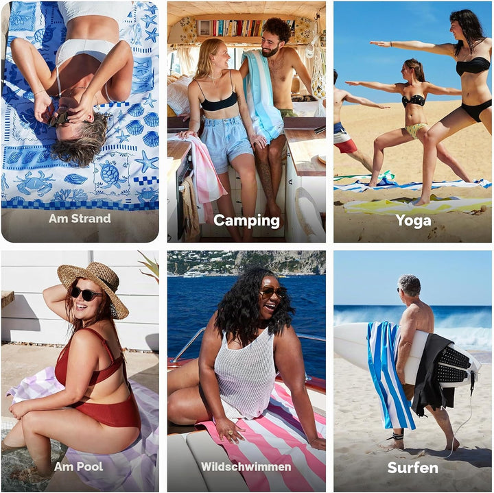 Dock &amp; Bay Strandhandtuch - Super saugfähig, trocknet schnell, ohne Sand - Kompakt, Leicht - 100% Re