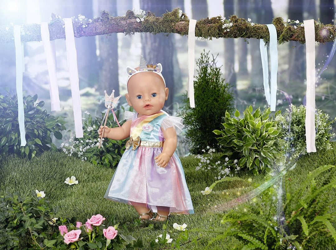 BABY born Fantasy Deluxe Prinzessin, buntes Prinzessin-Kostüm in Regenbogenfarben für 43 cm Puppen,