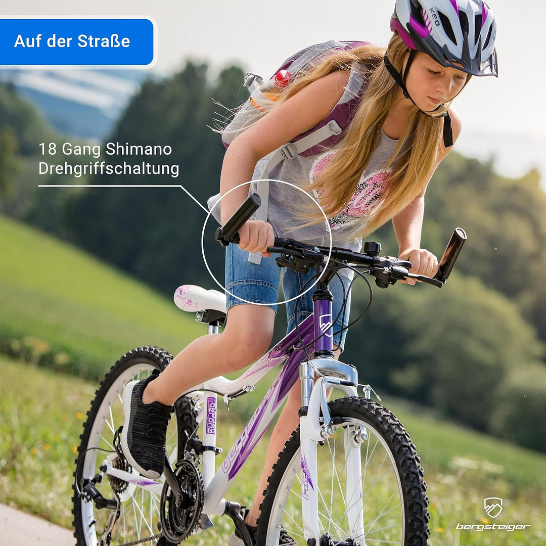 Bergsteiger Verona 24 Zoll Kinderfahrrad, geeignet für 8, 9, 10, 11 Jahre, Shimano 18 Gang-Schaltung