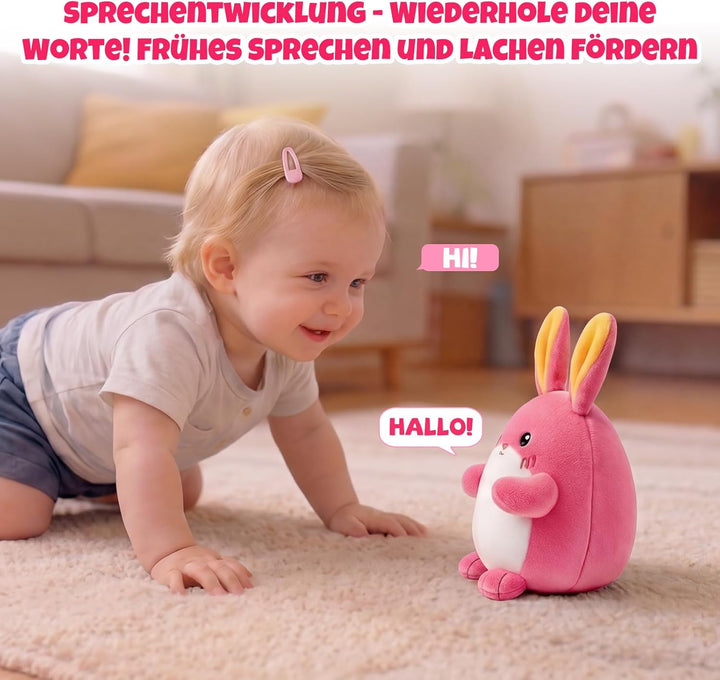SAIMAND Baby Spielzeug 6-12 Monate, Hase Kuscheltier, Musikalische Spielzeug ab 1 2 Jahr, Tummy Time
