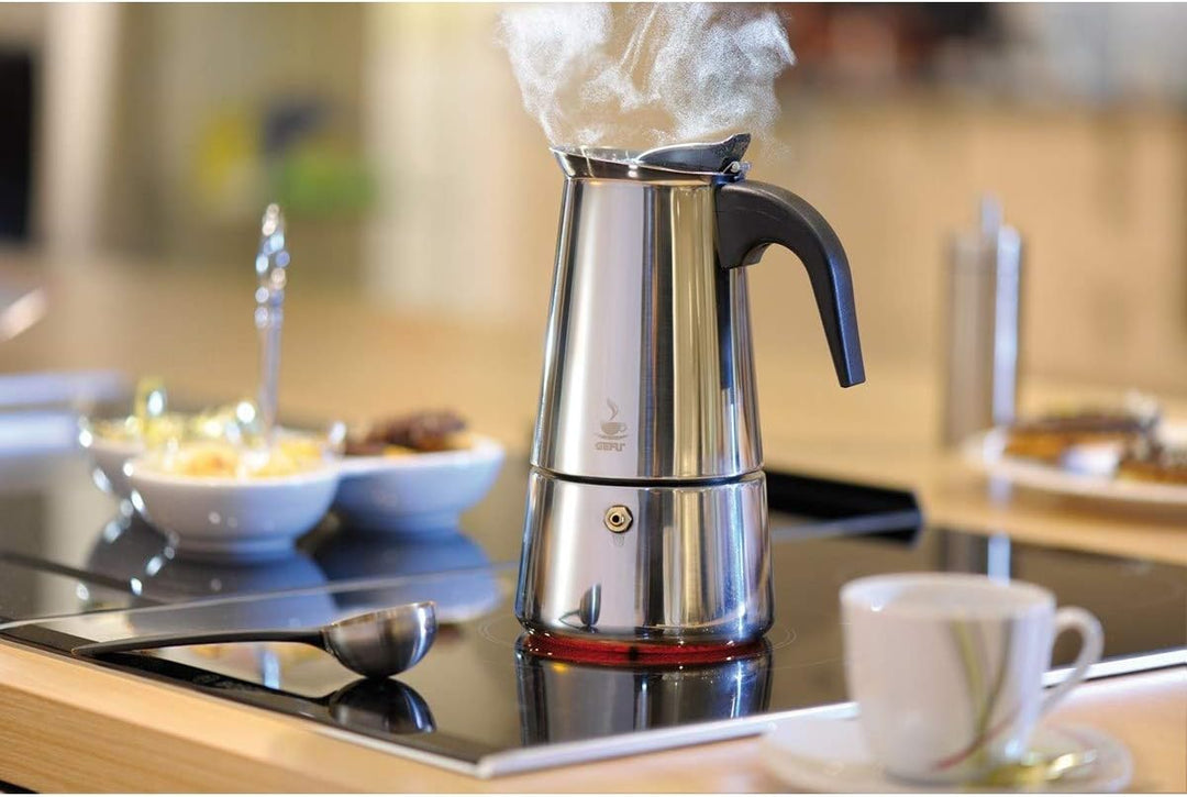 GEFU Der Original Espresso-Kocher Emilio - Premium Edelstahl Kaffee-Maschine für 6 Tassen Höchsten C