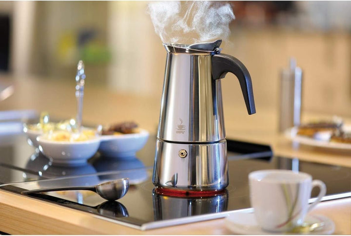 GEFU Der Original Espresso-Kocher Emilio - Premium Edelstahl Kaffee-Maschine für 6 Tassen Höchsten C