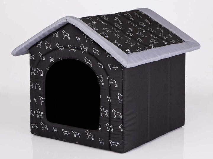 PillowPrim Hundehütte Hundehöhle Hundebett Hundehaus Katzenhöhle Tierbett XL - 60x55 cm schwarz mit