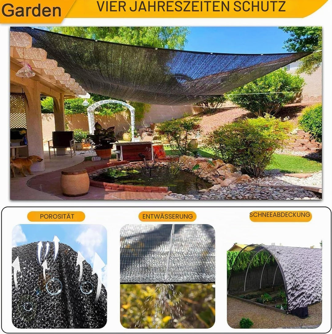 Schattierungsnetz, Garten Schattennetz mit Ösen, Schattiernetz 80-95% uv-Schutz Sonnenschutznetz, Be