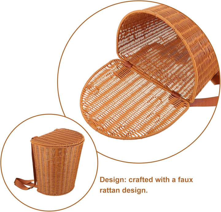 TOYANDONA Rattan-Outdoor-Rucksack: Geflochtener Weidenkorb mit verstellbaren Riemen für die Teeernte