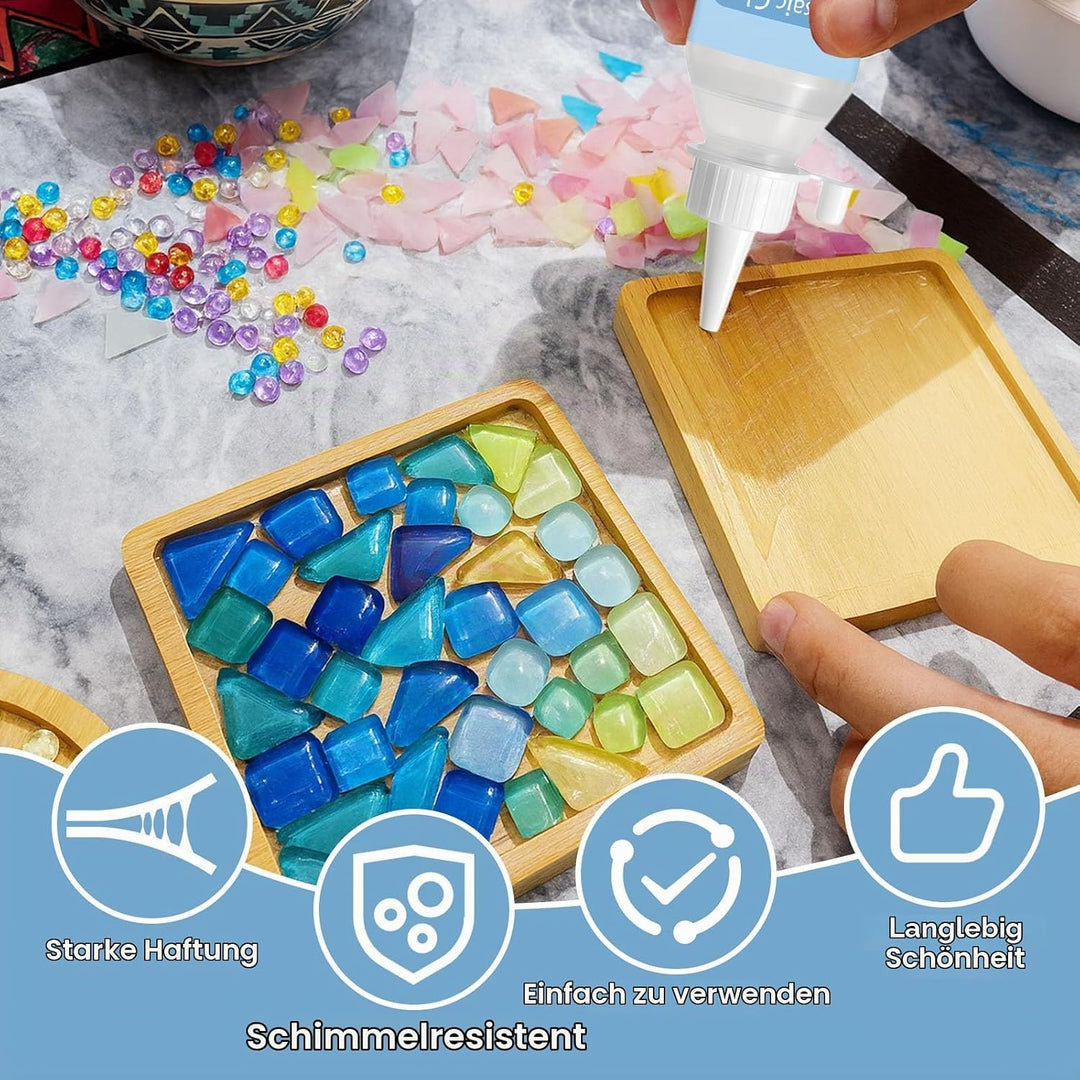 DINGSEN Mosaik-Set, inklusive Mosaikkleber und Fugenmasse, Applikator, Handschuhe, perfekt für Heimd