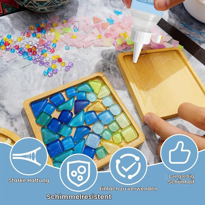 DINGSEN Mosaik-Set, inklusive Mosaikkleber und Fugenmasse, Applikator, Handschuhe, perfekt für Heimd