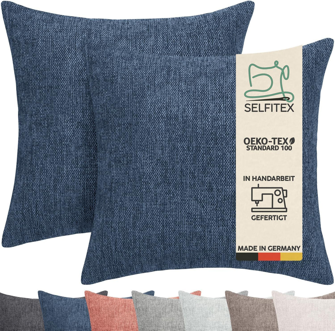 Selfitex 2er Set Sofakissen 40x40 cm, inkl. Füllkissen, gewebter Canvas Stoff, Matte & strukturierte