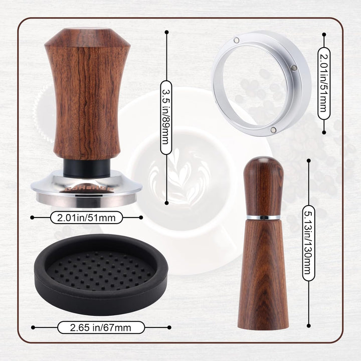 51mm Siebträger Zubehör Set,Kaffee Tamper,WDT Tool,Dosierring & Tampermatte Set,Siebträgermaschine Z
