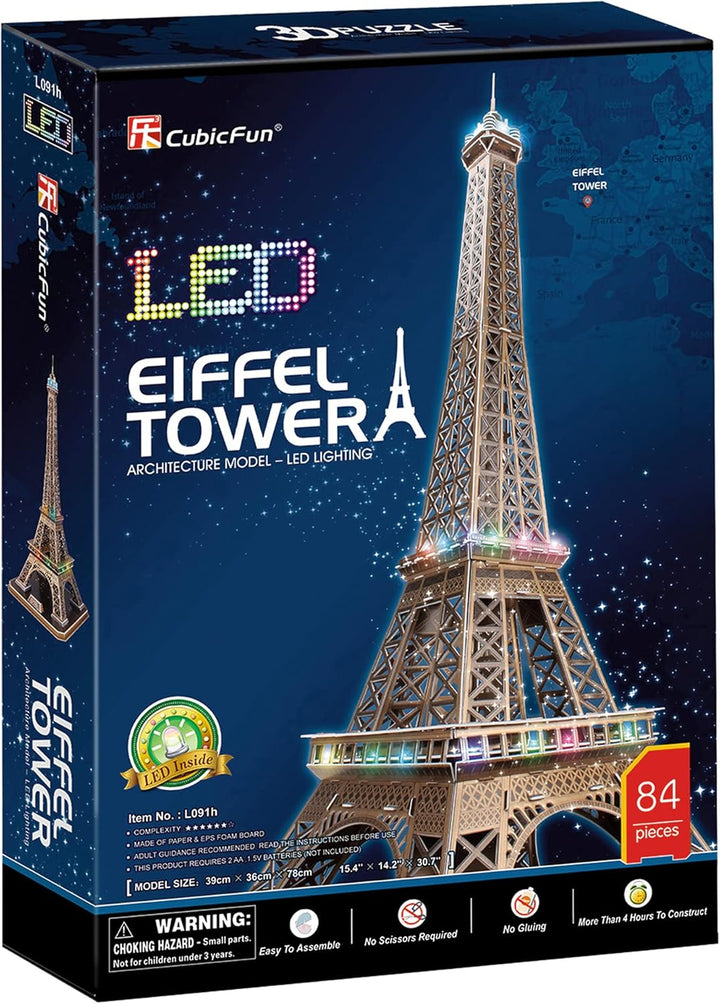 3D Puzzle - Tower Eiffel Led | 3D Puzzle Kinder Und 3D Puzzle Erwachsene | Modellbausatz Erwachsene
