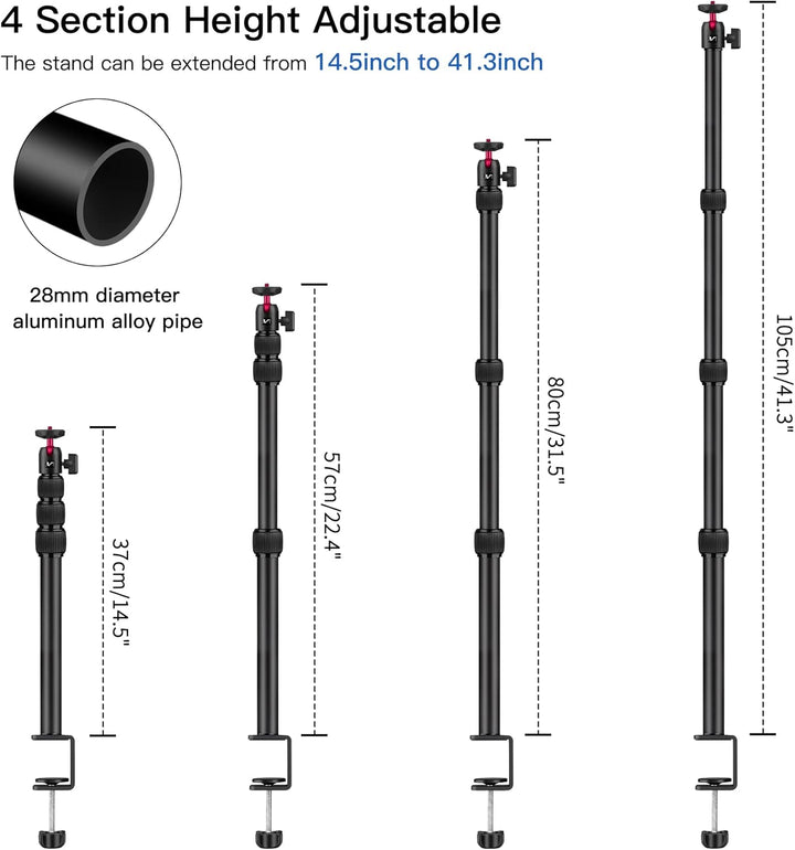 Victiv Kamera Tischstativ für DSLR Canon, 37cm-105cm Multifunktional Lichtstativ Klemmstativ Mit 1/4