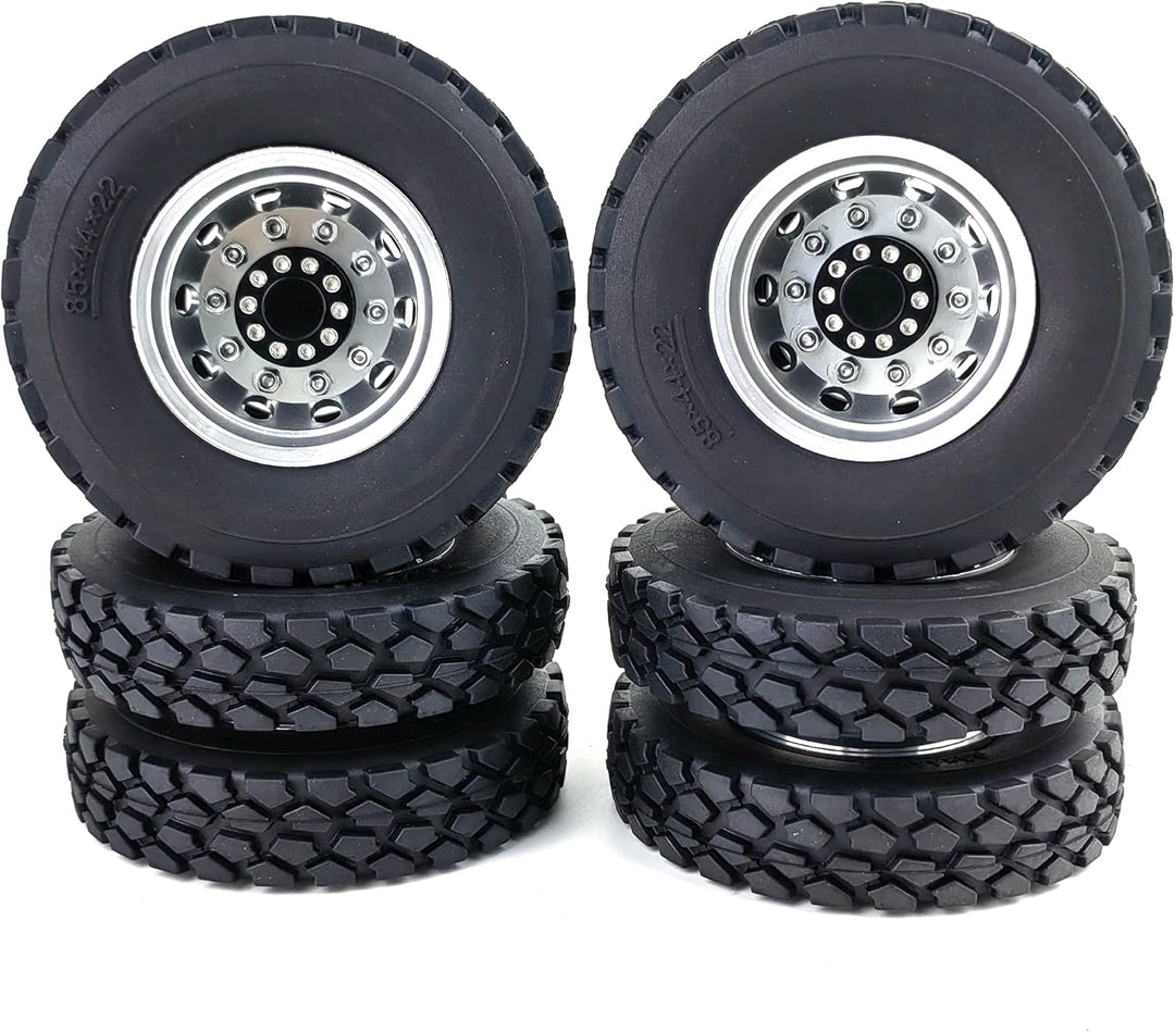 AXspeed 4 Stück Metall Rückseite Radnaben Felgen mit Reifen Set für 1/14 RC Tamiya Tractor Climbing