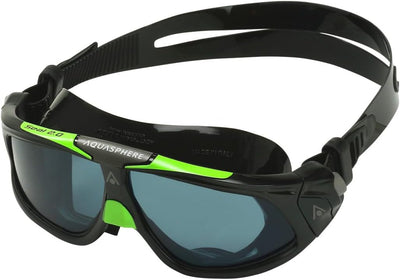 Aqua Sphere Men's Swimming Goggles Seal 2.0 Adult Fitness Pool Black/Green - Smoke