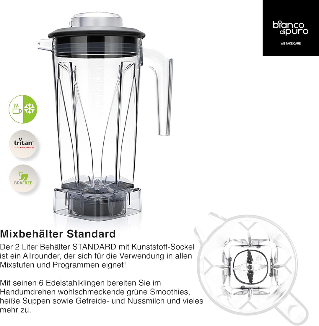 Hochleistungsmixer Patto inkl. AufsatzTri-Set Smoothie Maker 8 Mixprogramme 2 Liter Mixbehälter BPA-