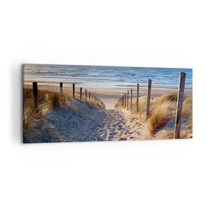 Wandbilder Dekoration Wohnzimmer Meer Strand Düne Panorama Bilder auf Leinwand 120x50cm Leinwandbild