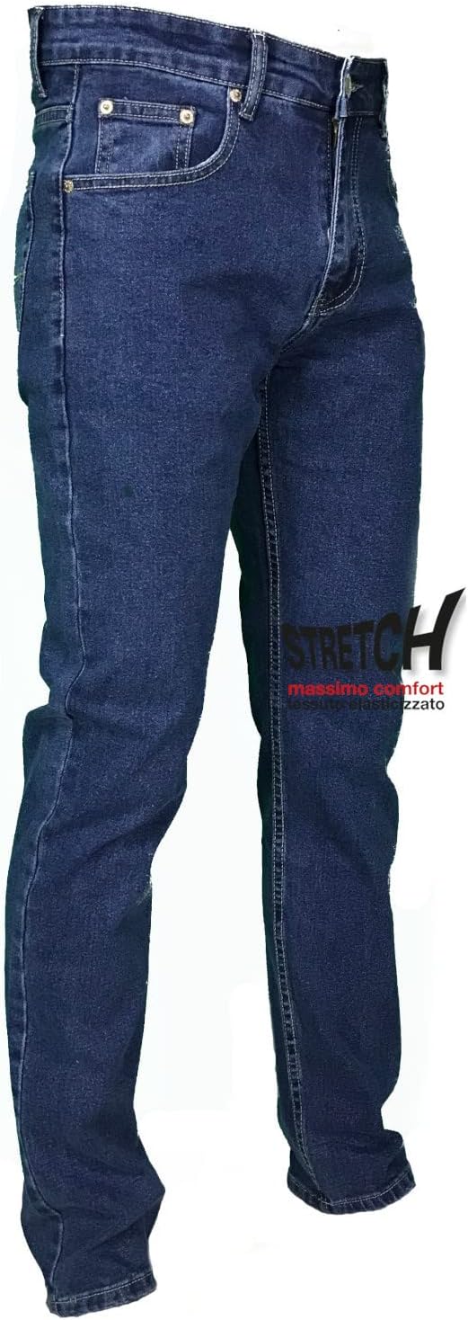 Herren Jeans 5 Taschen Denim Regular Fit Gerades Bein Elastisch Hohe Taille 38 Denim, 38 Denim