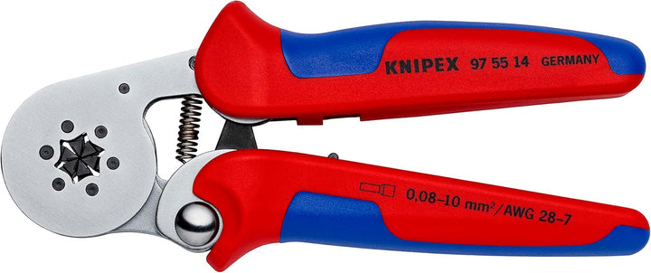 Knipex Selbsteinstellende Crimpzange für Aderendhülsen mit Seiteneinführung verchromt, mit Mehrkompo