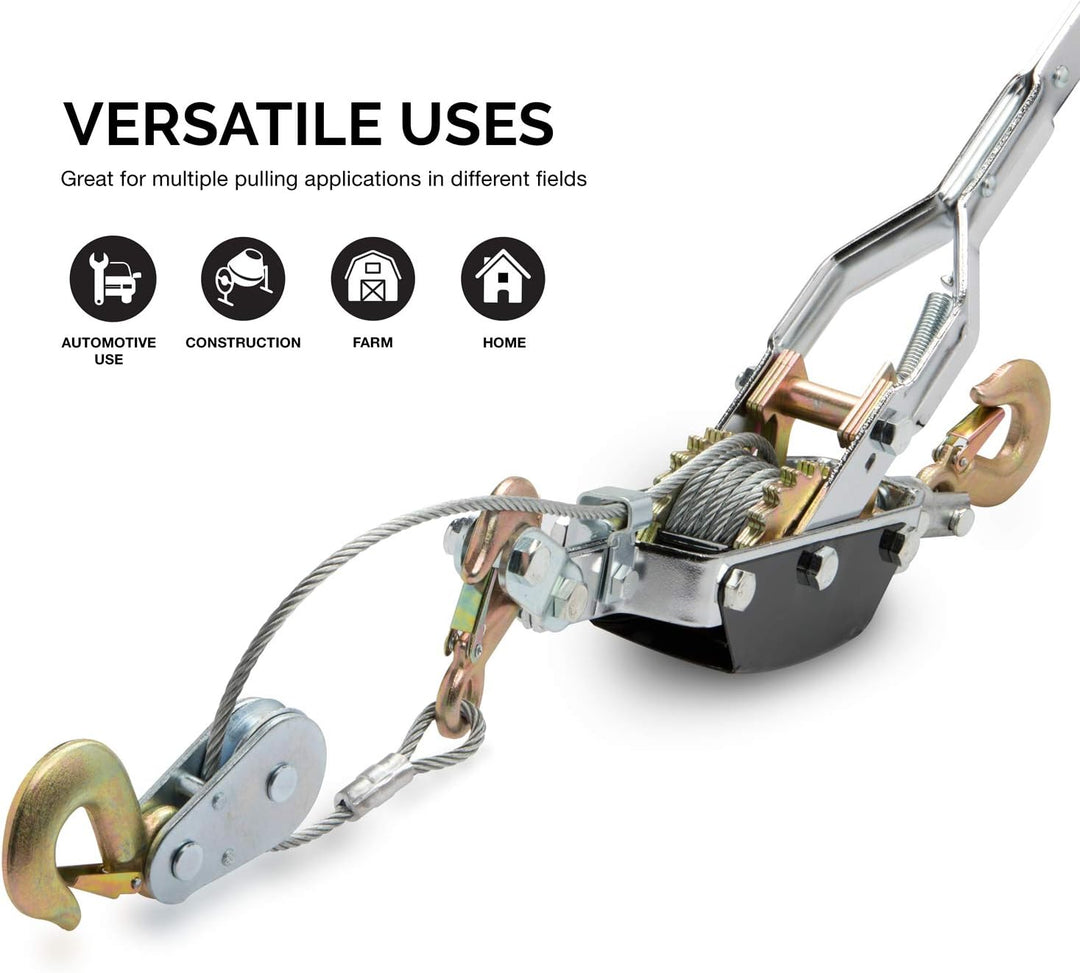 NEIKO 02256A Come Along Seilwinde, 5 Tonnen (4,5 kg) Zugkapazität, 3 Fuss, 3 Haken, robustes Stromka