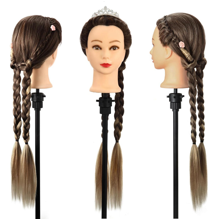 Frisierkopf, Auzass Frisurenkopf 26-28 Inch 100% Kunsthaar Weich Übungskopf Ombre Friseurkopf Traini