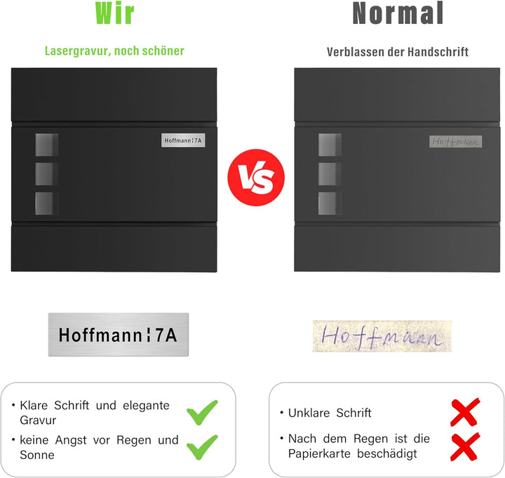 Zedelmaier Briefkasten mit Zeitungsfach personalisiert namensschild Edelstahl namensschild Briefkast