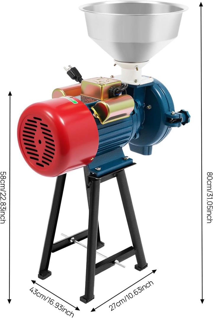 Elektrische Getreidemühlen, 2200W Elektrisch Trockenkorn Kornmühle Getreidequetsche Weizenmühle Pulv
