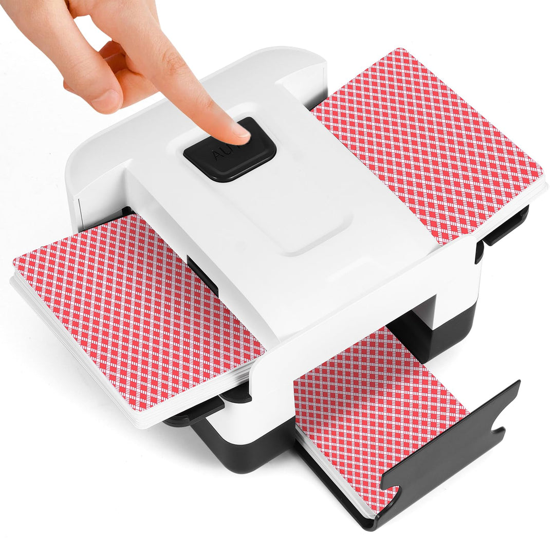 Kartenmischmaschine Elektrische, USB-aufladbarer Spielkartenmischer für 1–2 Kartendecks, geräuscharm