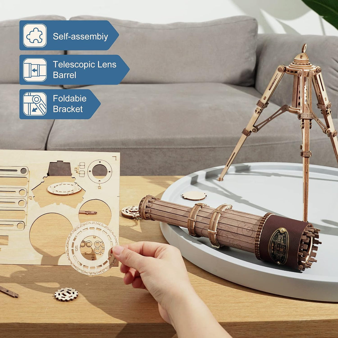 ROBOTIME 3D Teleskop Holzpuzzle Holzmodellbausätze knobelspiele für Erwachsene zum Bauen Ihres eigen