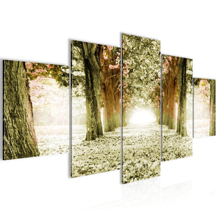 Runa Art Wandbilder Wald Landschaft 5 Teilig Bild auf Vlies Leinwand Deko Schlafzimmer Wohnzimmer Na