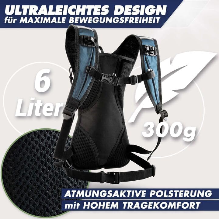 SASMO® Laufrucksack & Trailrunning Rucksack - Ultraleicht - 6L / 300g | isoliertes Thermofach | Lauf